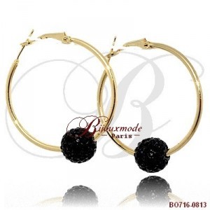 Boucles d'oreilles Créoles shamballa